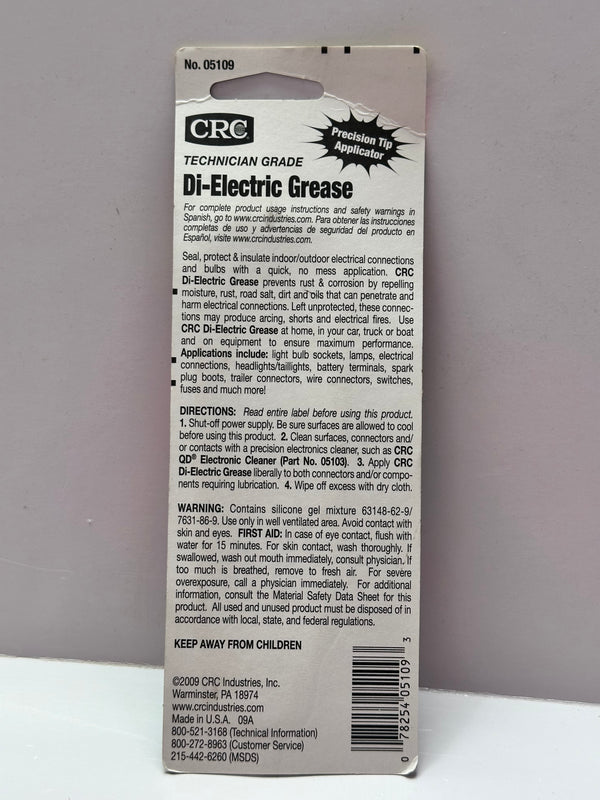 CRC Silicone Grease 05109 Di-Electric Grease, 14.2g Tube