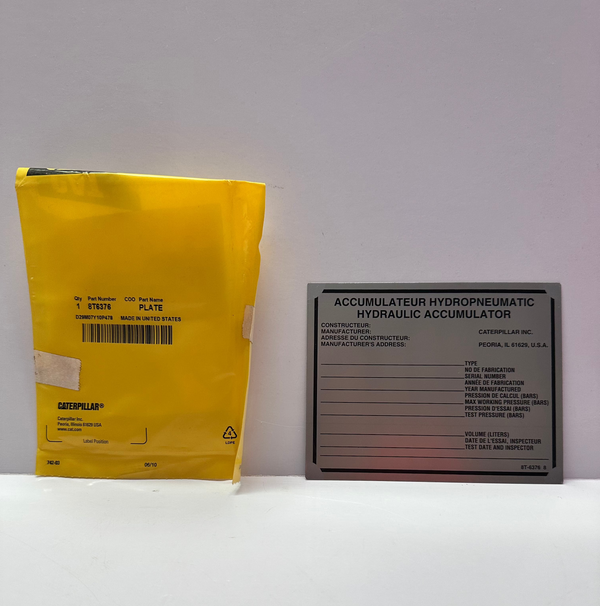 Caterpillar CAT 8T-6376 Plate - Instruction