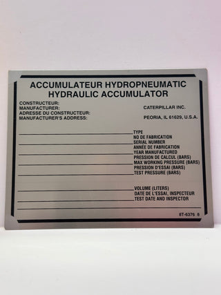 Caterpillar CAT 8T-6376 Plate - Instruction