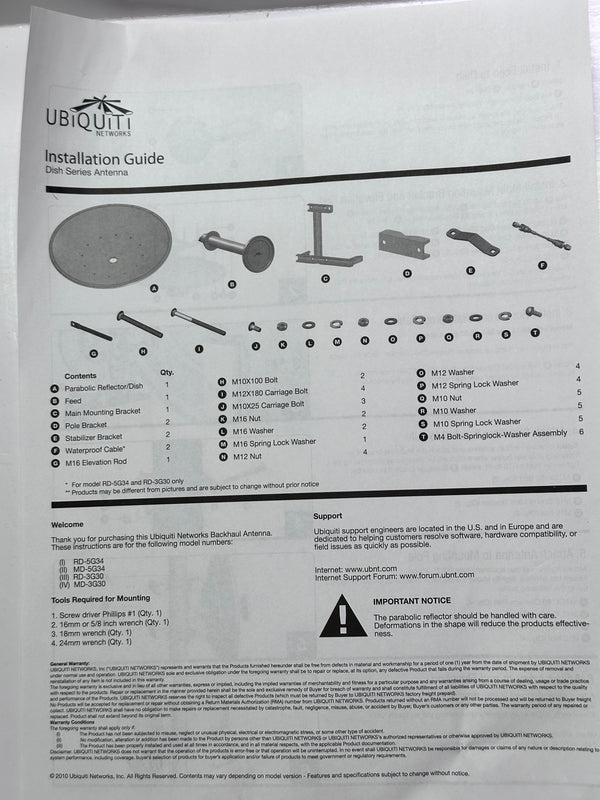 Ubiquiti RD-5G34 Antenna for Wireless Data Network