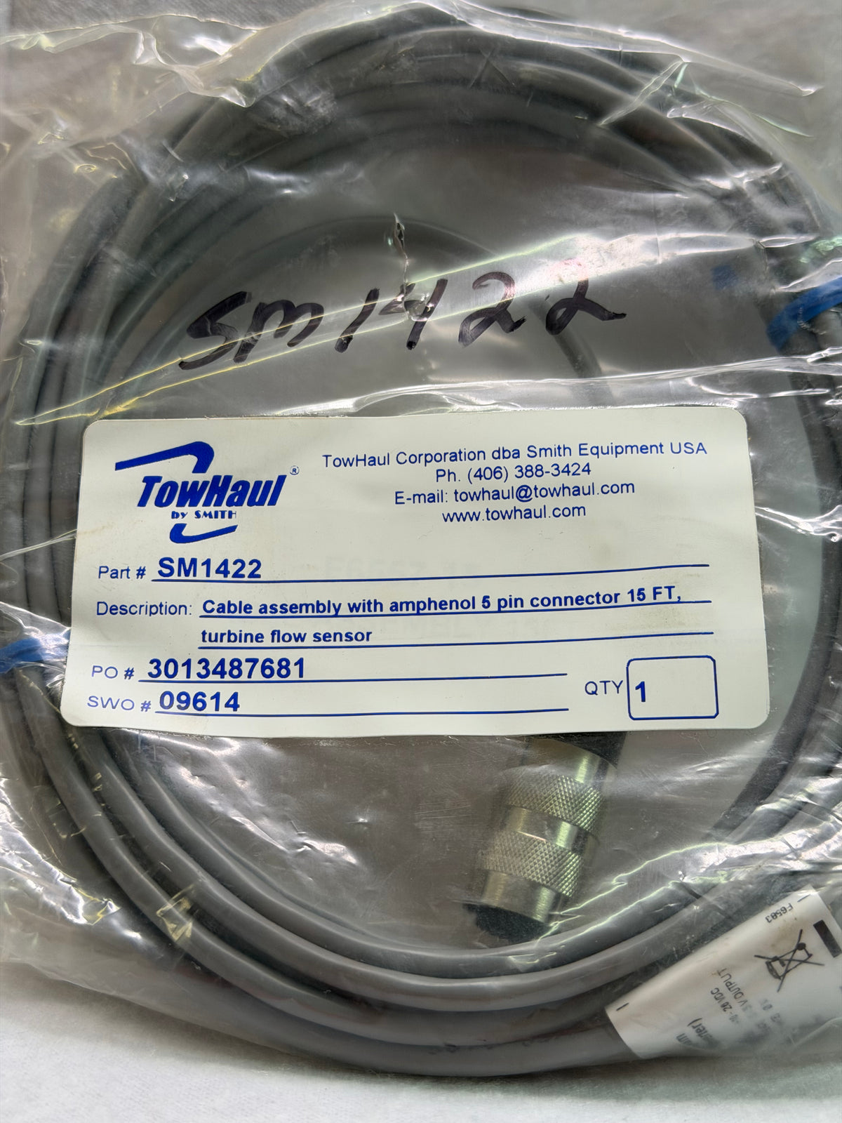 Flo-Tech F6557-15 15ft 5-Pin Flow-Sensor Cable Assembly