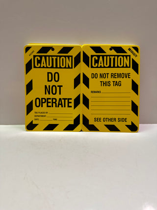 Large Economy Lock-out Tags 842365 "CAUTION DO NOT OPERATE" Yellow/Black