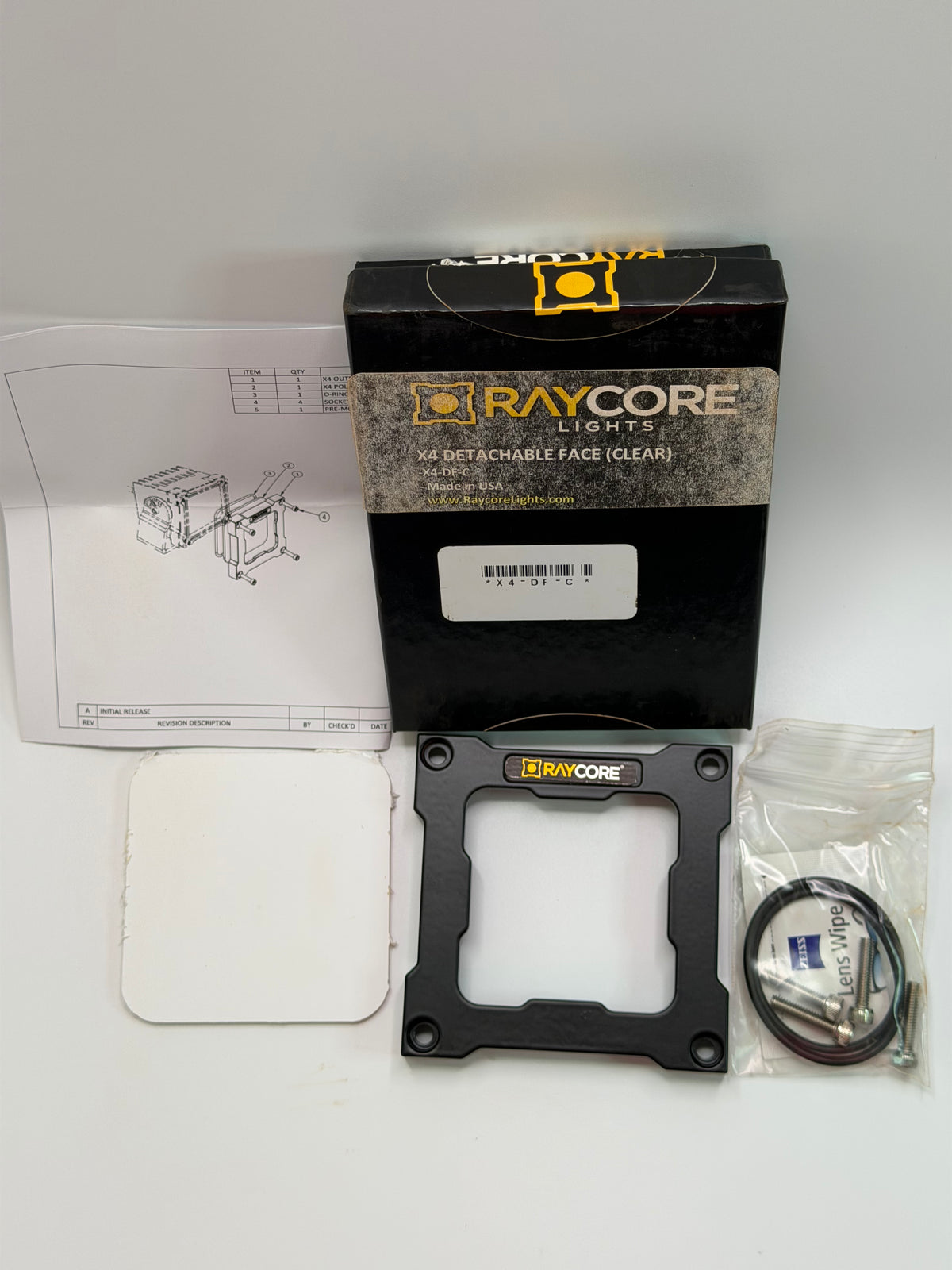 Raycore X4 Detachable Face (Clear) Replacement Part for X4 Heavy Duty Work Light, X4-DF-C