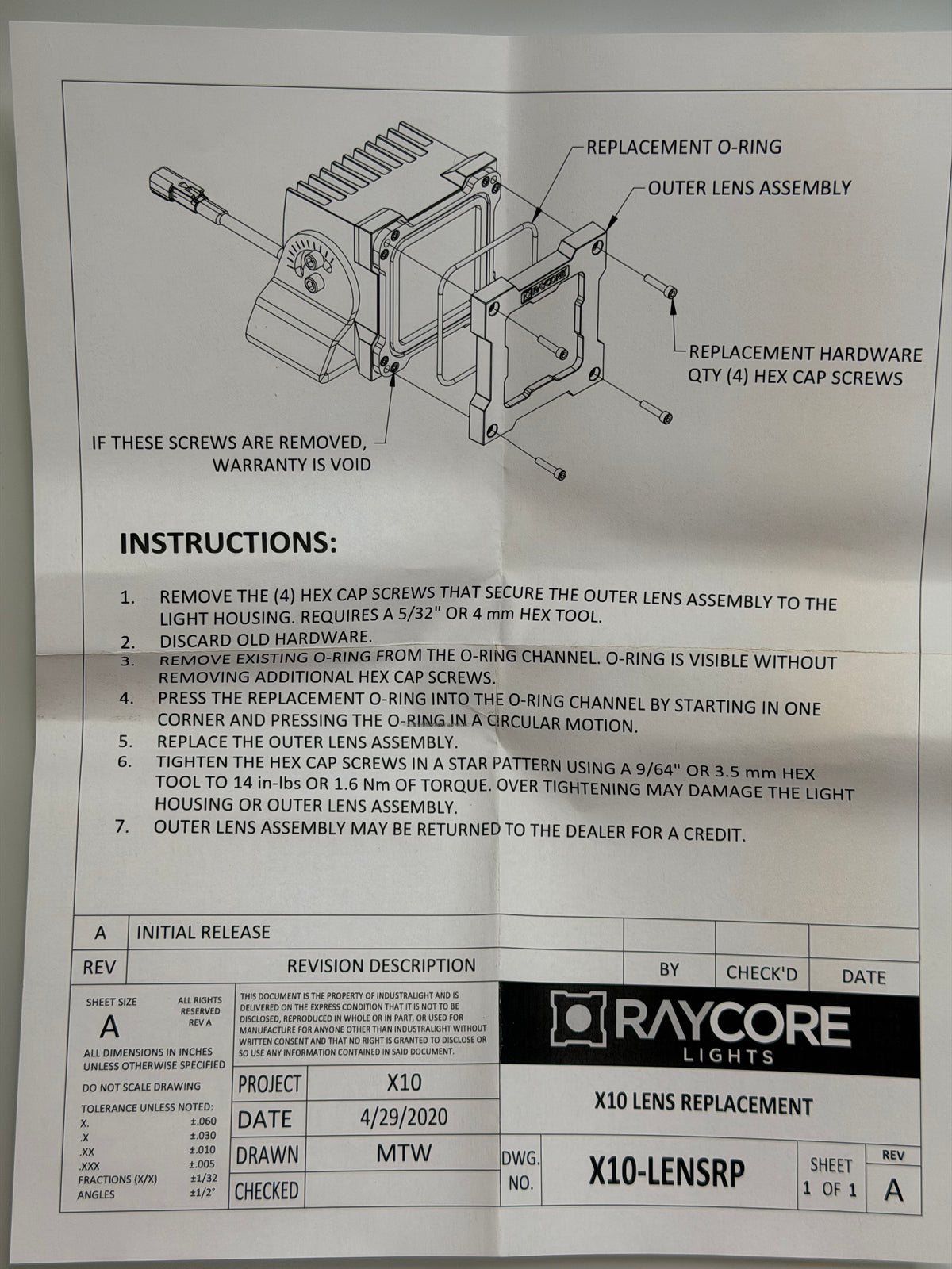 Raycore X10 Detachable face (clear) Replacement Part for X10 Heavy Duty Work Light, X10-DF-C