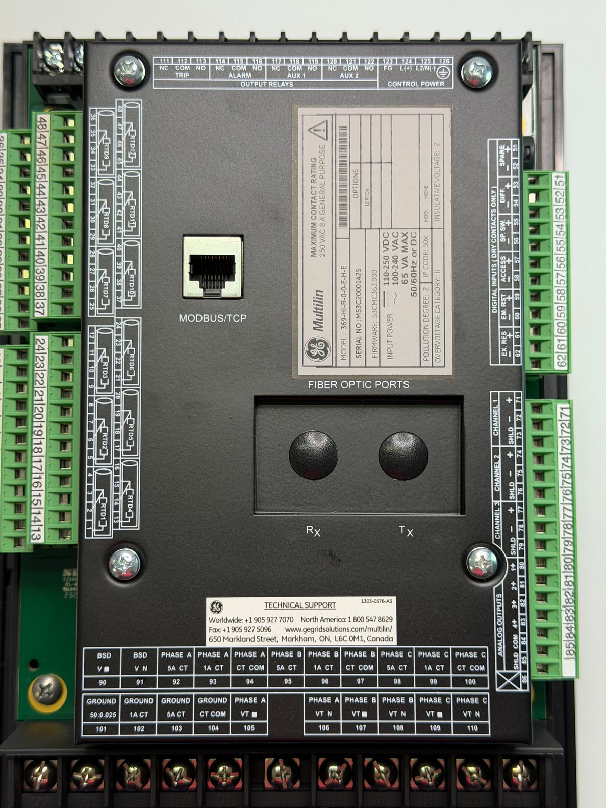 GE Multilin 369 Motor Management Relay — 369-HI-R-0-0-E-H-E