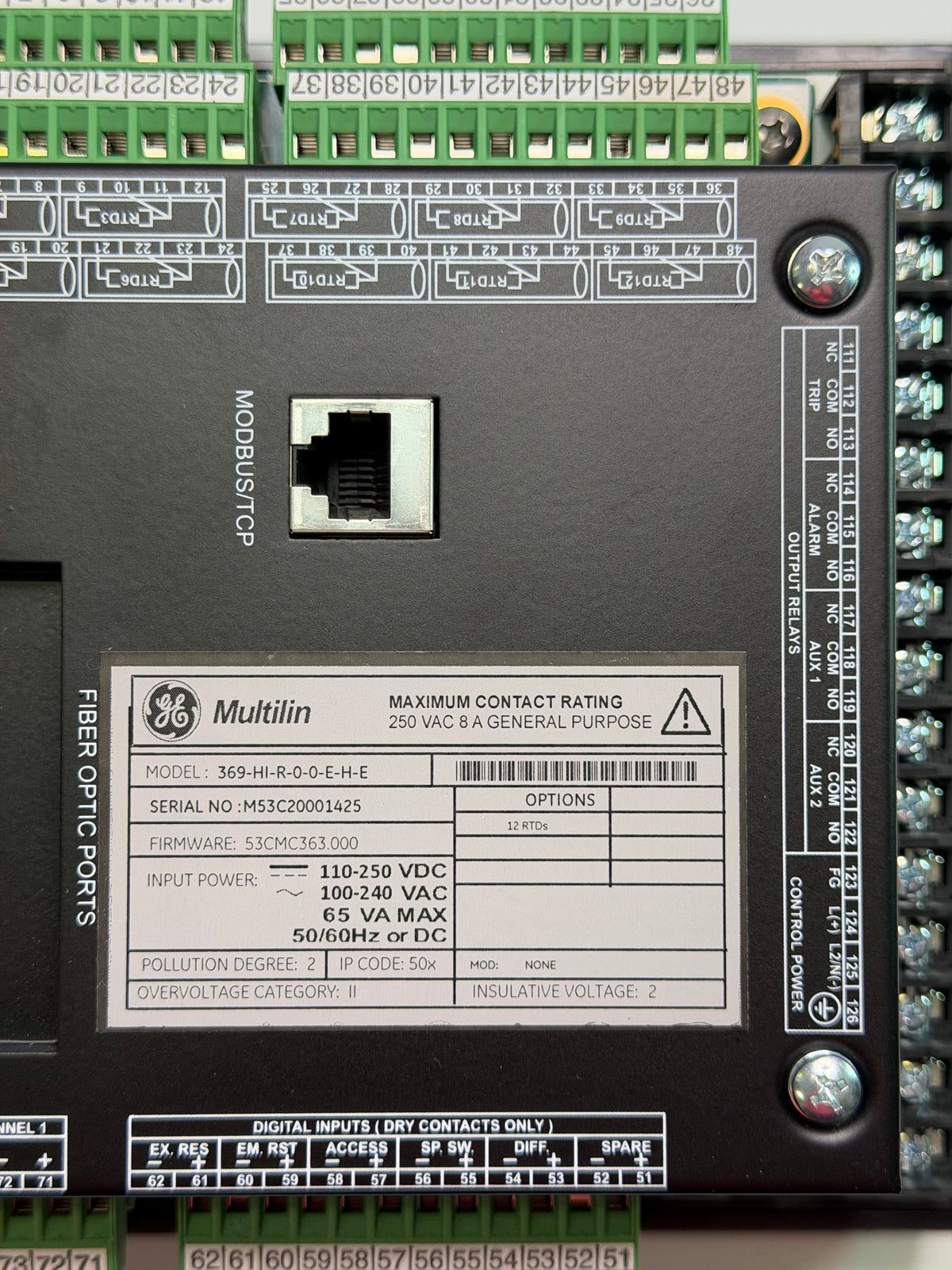 GE Multilin 369 Motor Management Relay — 369-HI-R-0-0-E-H-E