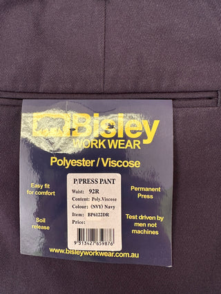 BISLEY Permanent Press Pant BP6122DR (NAVY) Size 92R ONLY