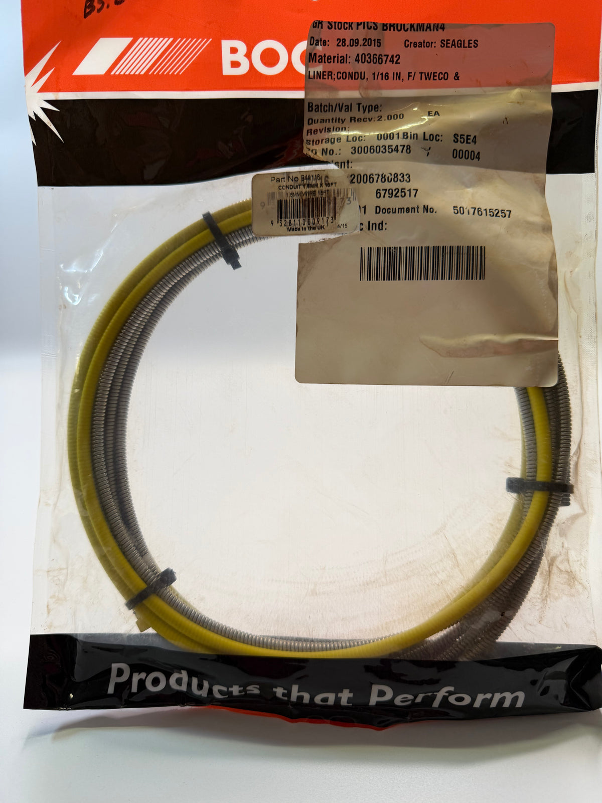 BOC B44/116 MIG Torch Conduit Liner — 1.6 mm × 15 ft