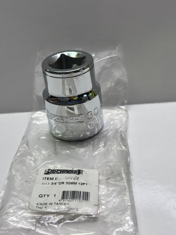 Sidchrome 30mm x 3/4" Drive Metric 12 Point Standard Socket, Chrome - 15722