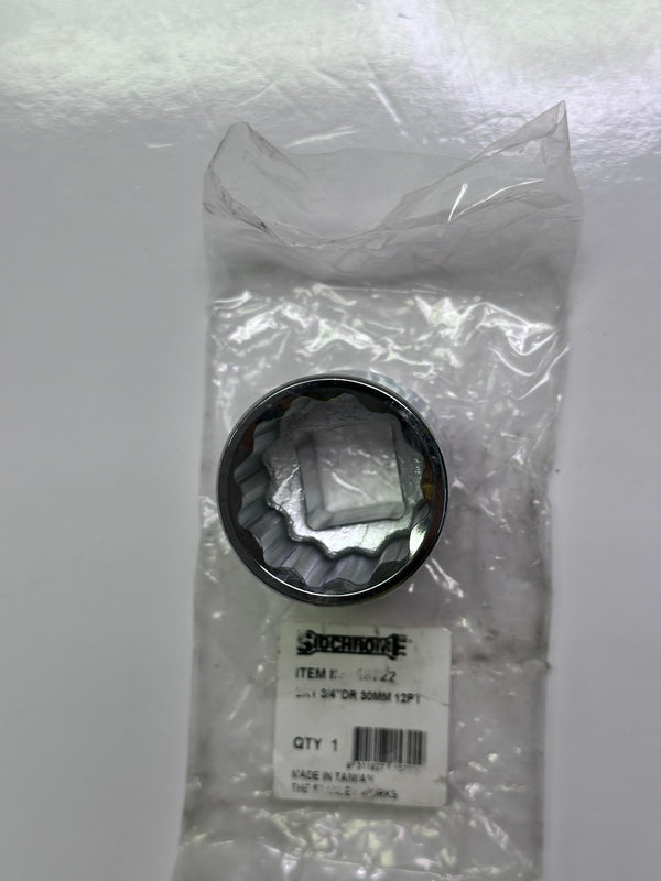 Sidchrome 30mm x 3/4" Drive Metric 12 Point Standard Socket, Chrome - 15722