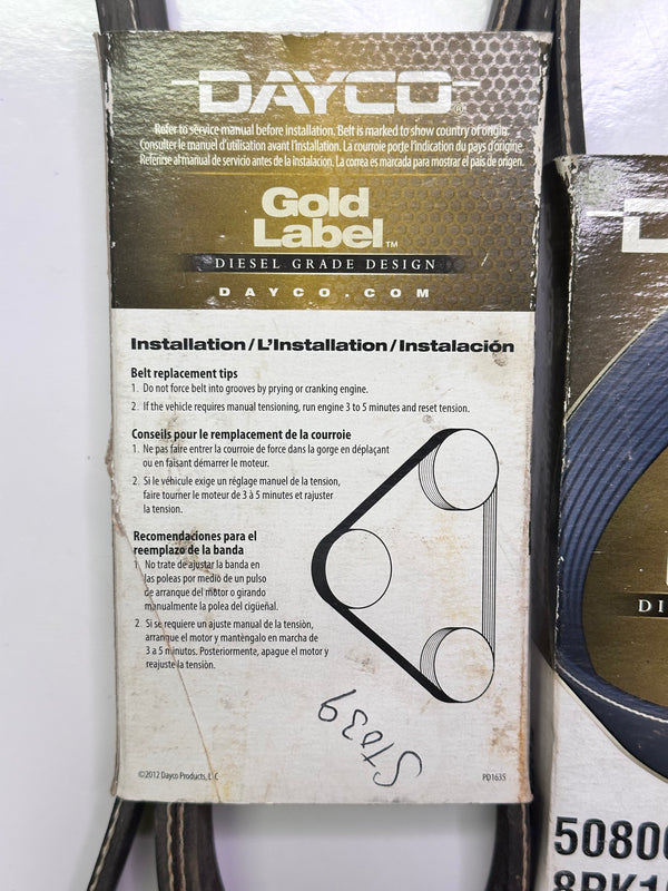 Dayco 5080635 Serpentine Belt, 8PK1605