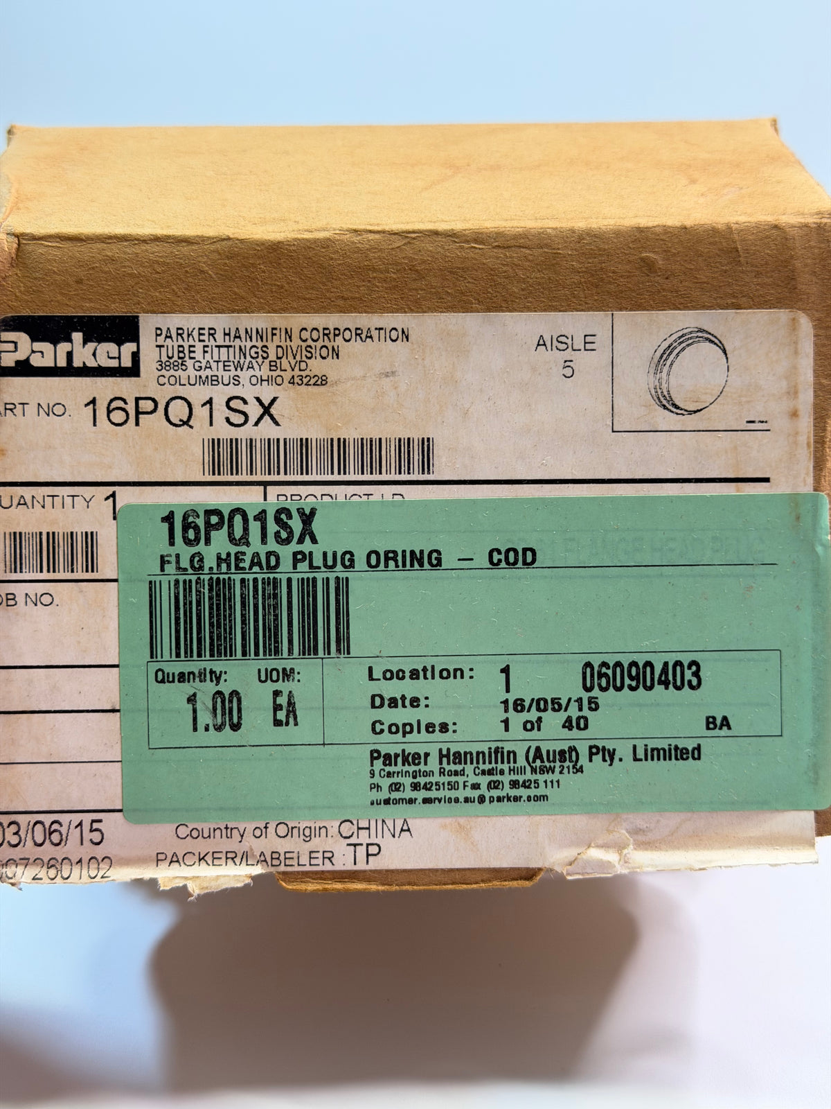 16PQ1SX Parker Flange Head Plug Fitting