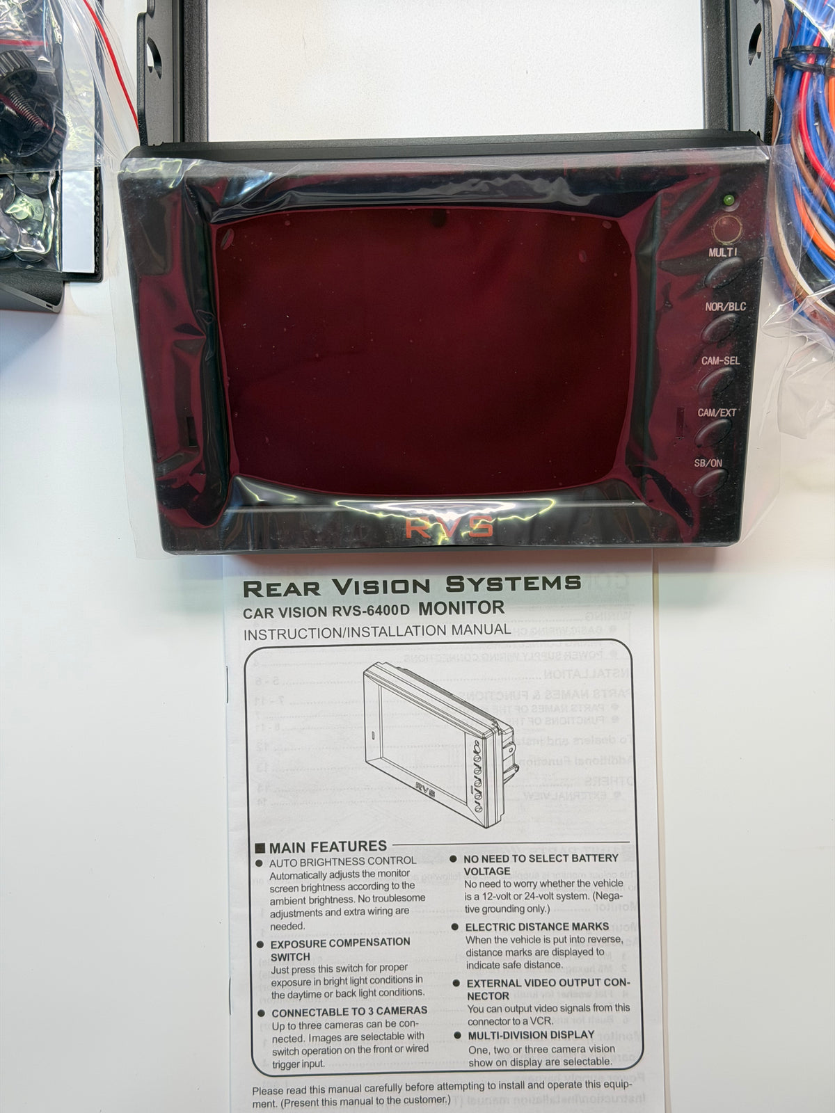 RVS-6400D 6.4" Four-Input Rear-Vision Monitor with Bracket