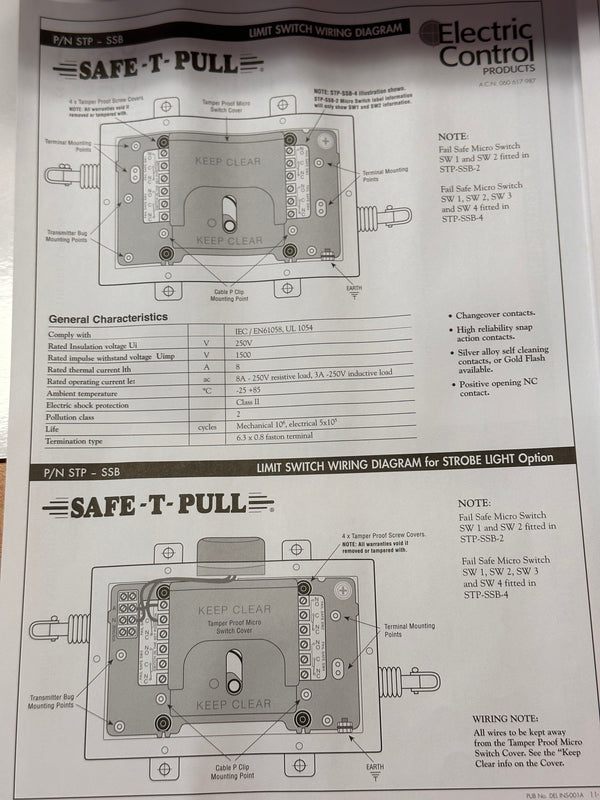 SAFE-T-PULL Landyard Switch STP-SSB-2-RH