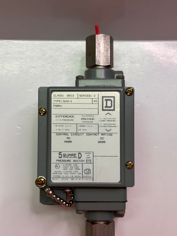 SQUARE D 9012GJW1 Series C Differential Pressure Switch 2760.0 KPA Decreasing