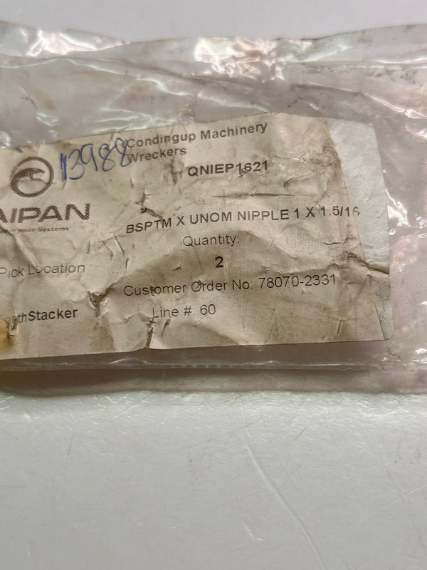 BSPTM X UNOM NIPPLE 1" X 1 5/16" QNIEP1621