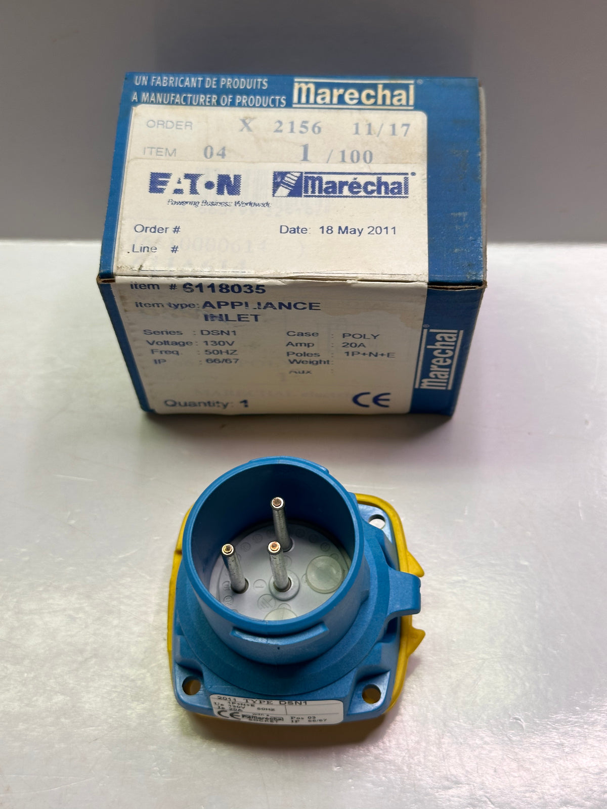Marechal 6118035 Inlet Decontactor DSN1, Poly Blue 110-130V, 20A