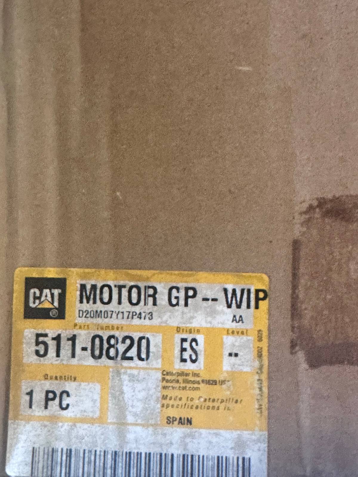 Caterpillar CAT 511-0820 24V Window Wiper Motor