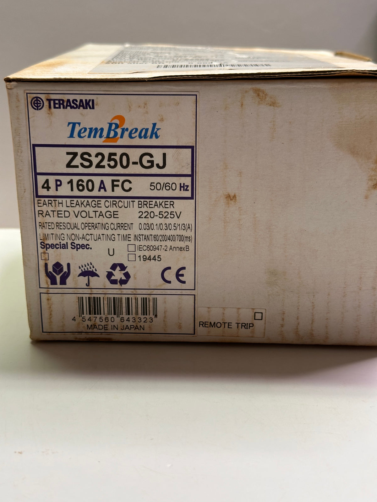 TemBreak2 ZS250-GJ Earth Leakage Circuit Breaker 4P, 160A FC 643309
