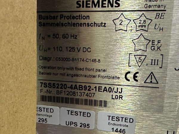 SIEMENS 7SS5220-4AB92-1EA0/JJ LOR Distributed Busbar- Circuit Breaker Failure Protect