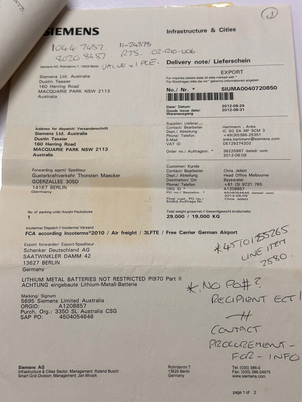SIEMENS 7SS5220-4AB92-1EA0/JJ LOR Distributed Busbar- Circuit Breaker Failure Protect