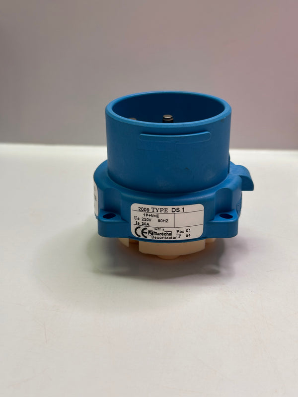 Marechal 3118015 DS1 Decontactor Socket Outlet 30A, 250V Blue Poly