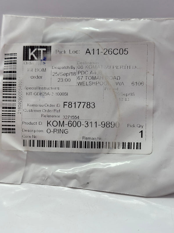 Komatsu 600-311-9890 O-Ring