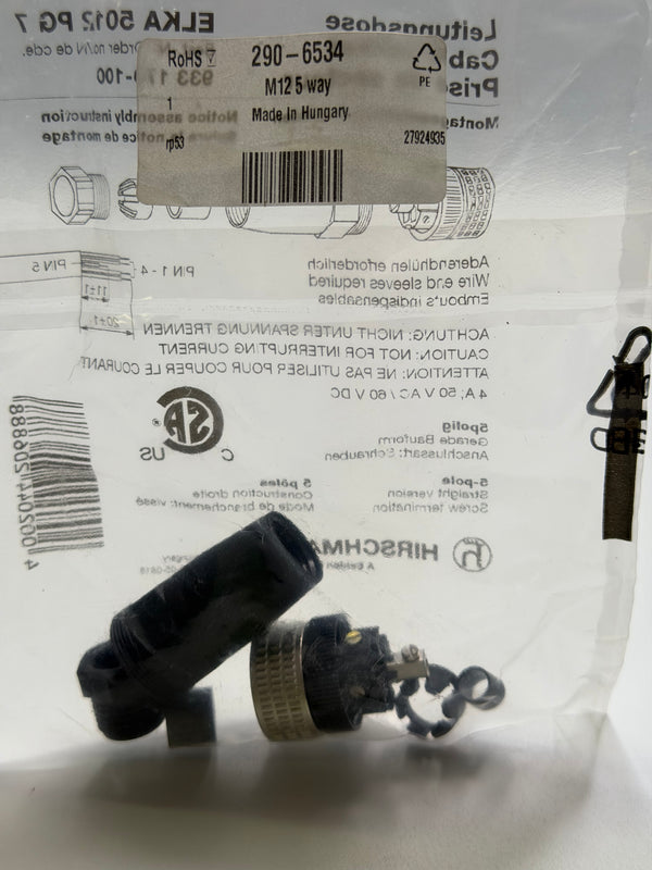 Hirschmann 933170100 ELKA 5012 PG7 5 Contact Circular Connector, E Series
