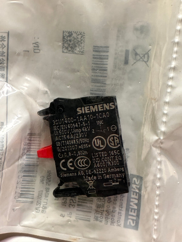 Siemens 3SU14001AA101CA0 Contact Module/Block 1 NC