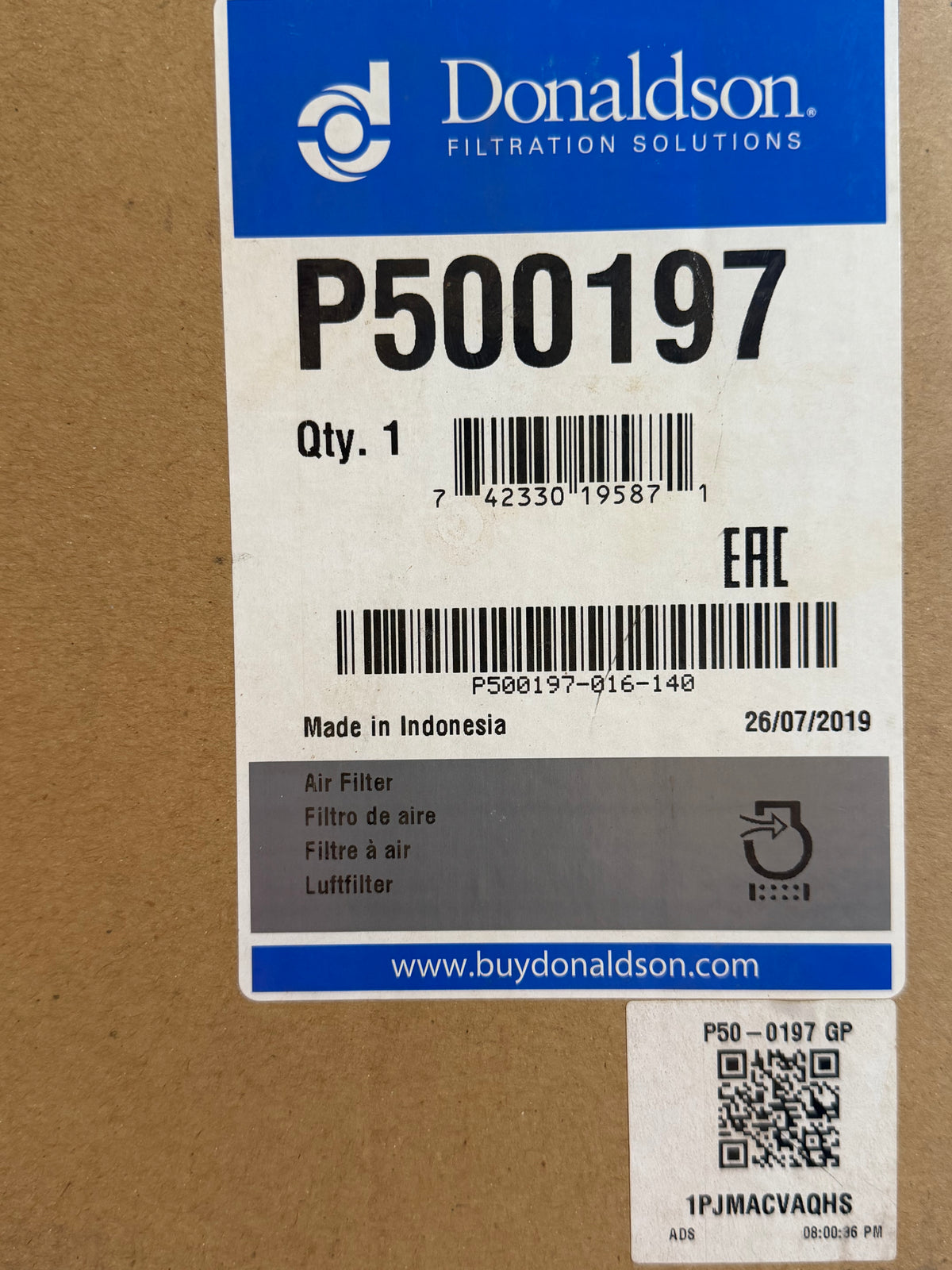 Donaldson P500197 Primary Radialseal Air Filter — Reference 178013450
