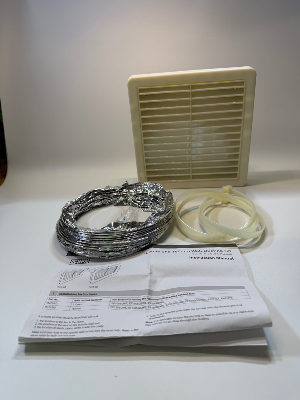 HPM R621/6D Wall Ducting Kit, Duct and Grille Only