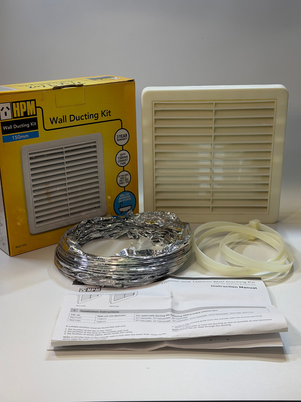 HPM R621/6D Wall Ducting Kit, Duct and Grille Only
