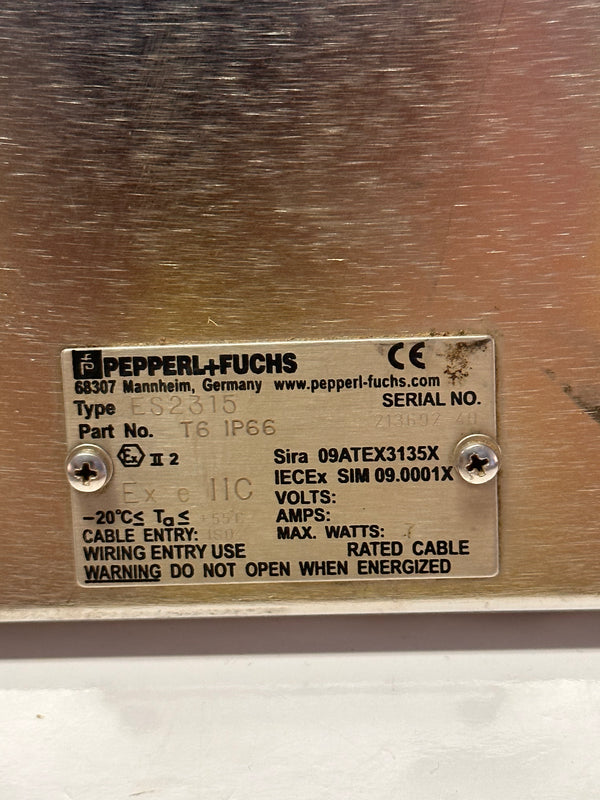 ES2315 Pepperl + Fuchs Stainless Steel Junction Box with Terminals ...
