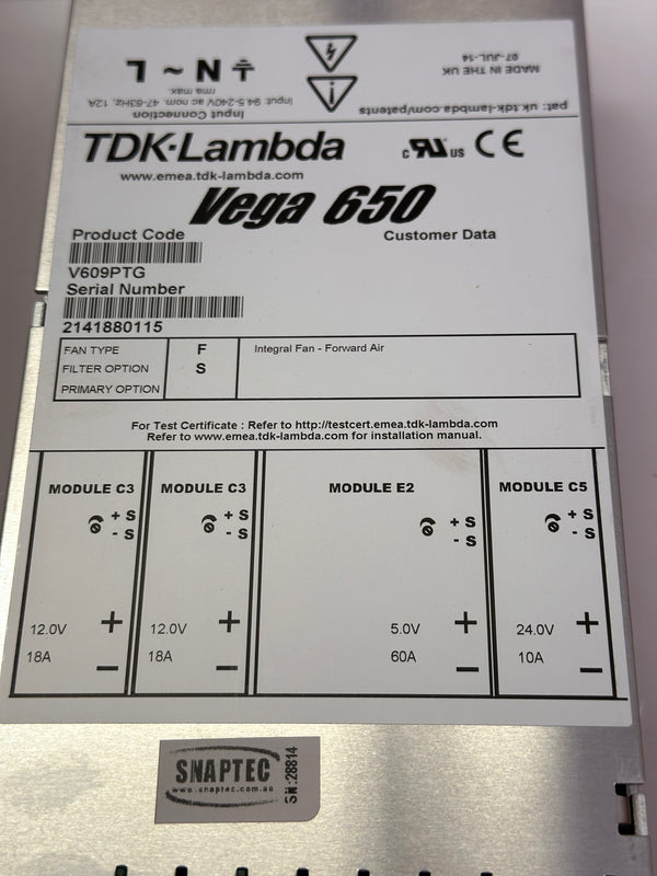 TDK-Lambda Vega 650 Switching Modular Power Supply V609PTG