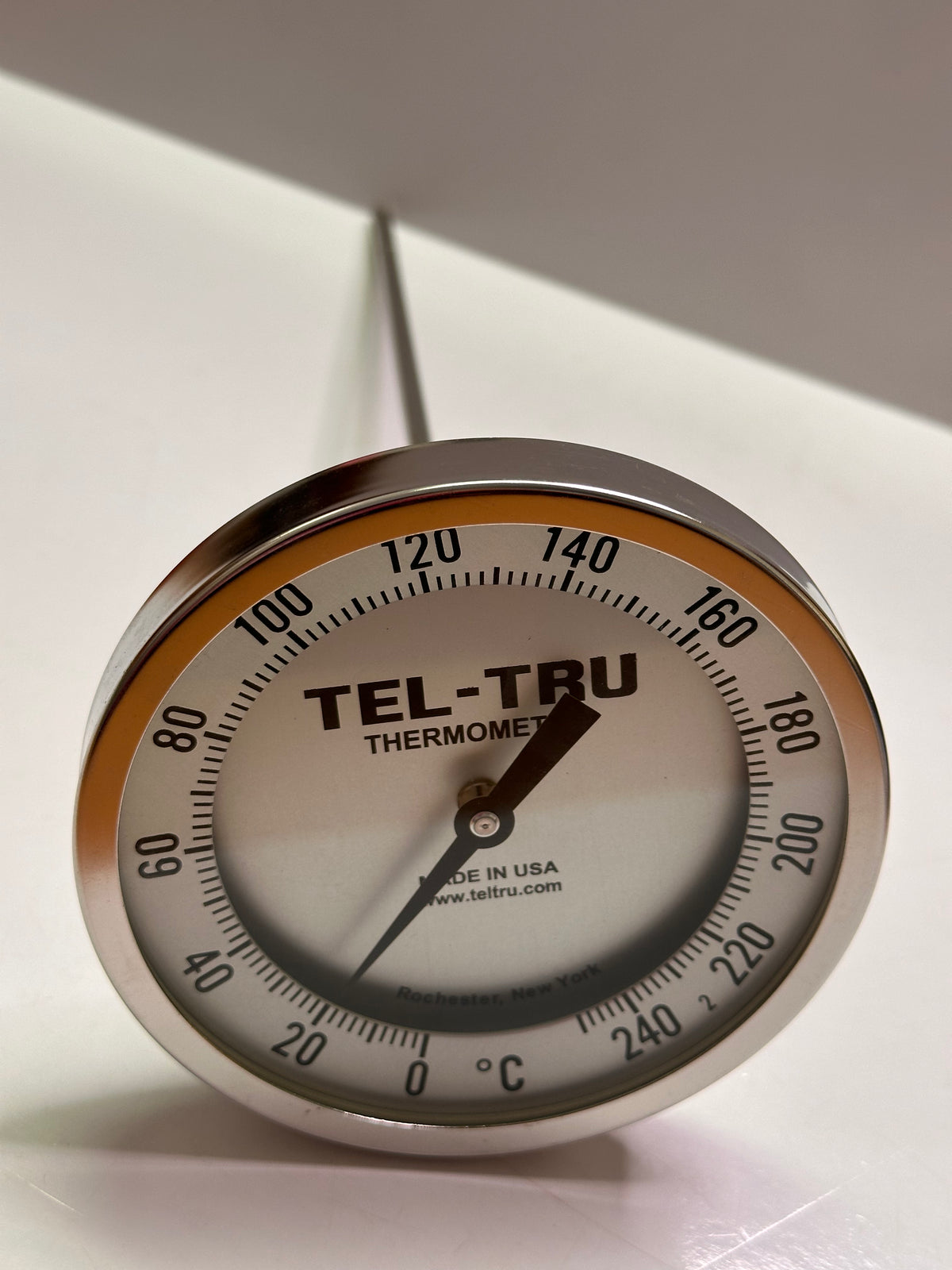 Tel-Tru GT500R Bimetal Thermometer 0–250°C — 5-Inch Dial, 12-Inch Stem
