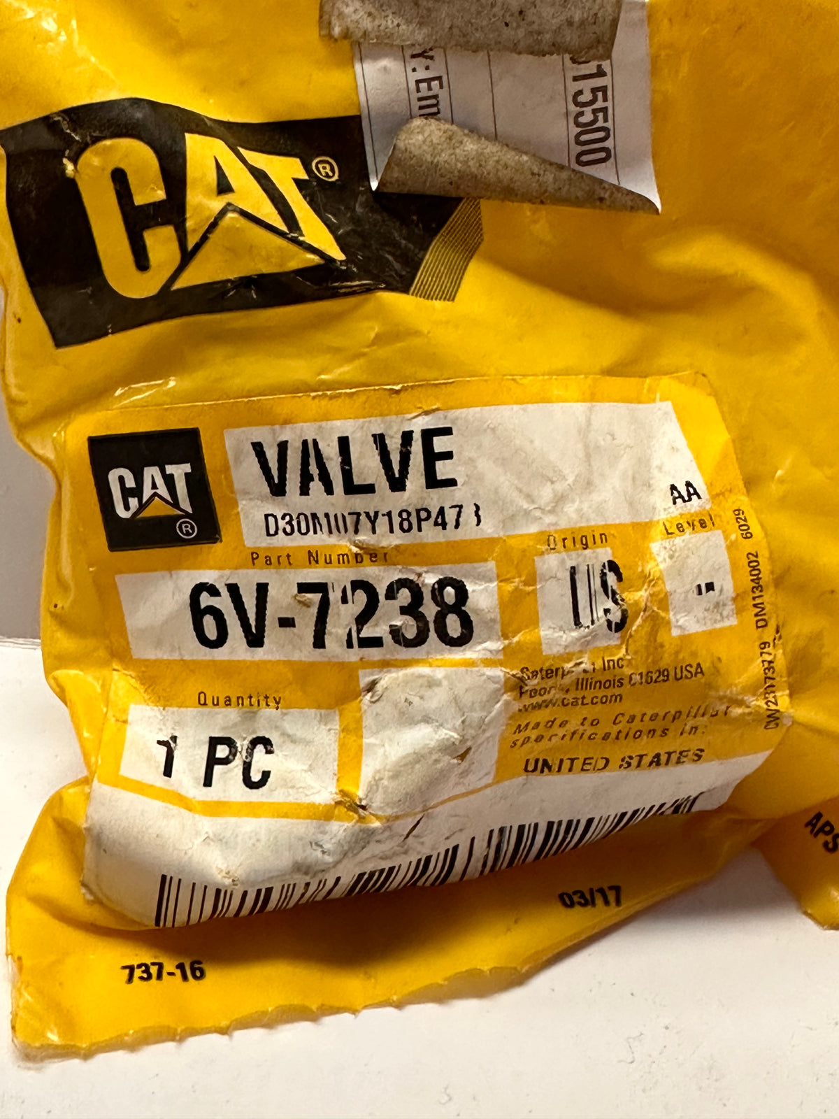 6V-7238 3/4" Thread Shutoff Valve - Genuine CAT part