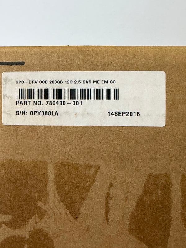 HPE 780430-001  200GB SAS 12G Enterprise Mainstream Endurance SFF (2.5in) SC H2 SSD
