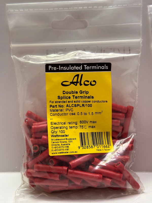 Alco ALCSPLR/100 Pre-Insulated Double Grip Splice Terminal