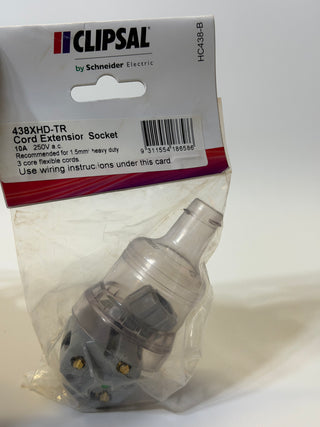 Clipsal 438XHD-TR Heavy Duty Extension Socket, Transparent