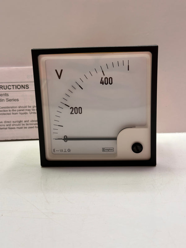 Crompton E244-02V-G-SF-SF-C5 Analog Panel Meter 0-500 VAC, 50Hz