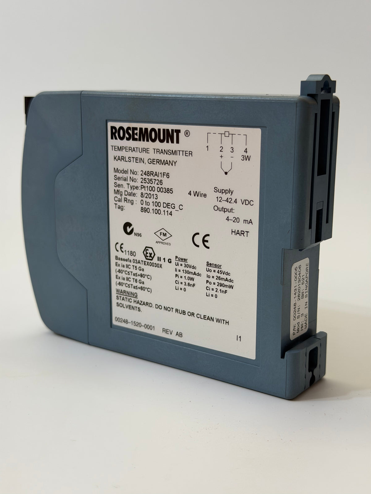 Rosemount 248RAI1F6 Rail-Mounted Temperature Transmitter