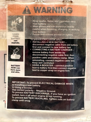 Lincoln (9SS17851 / S17851) 3 5/8" x 4 3/4" OEM Battery Warning Decal Sticker