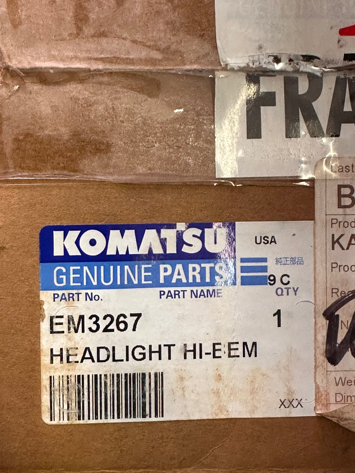 Komatsu EM3267 HID High-Beam Headlight - Genuine Part