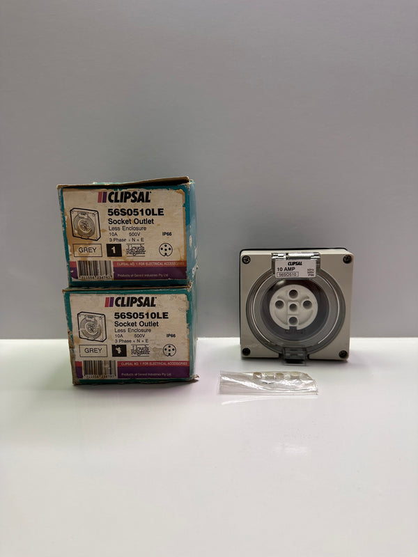 Clipsal 56SO510LE Socket Outlet Less Enclosure 10A, 3ph+N+E