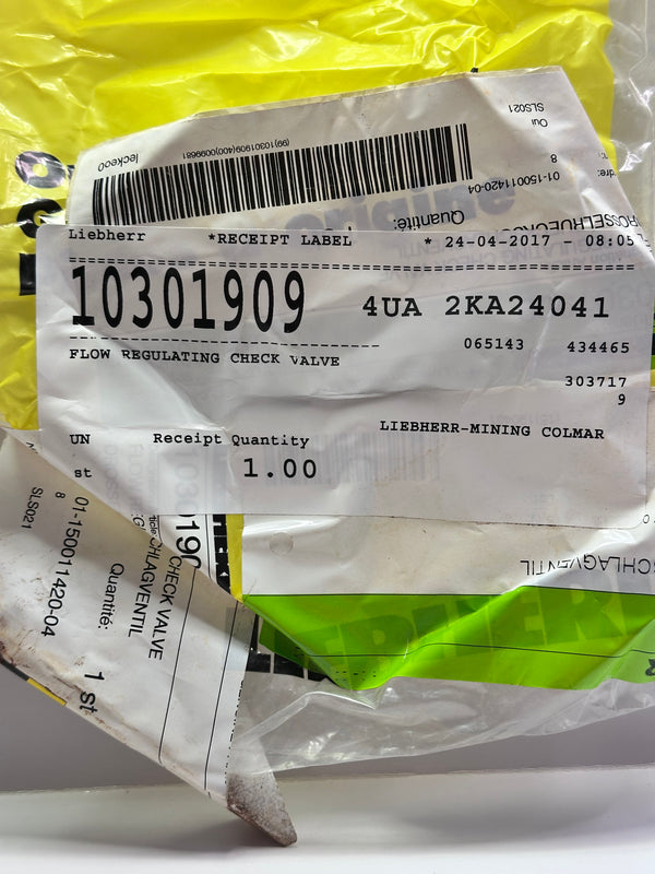 Liebherr 10301909 Flow Regulating Check Valve R901384688