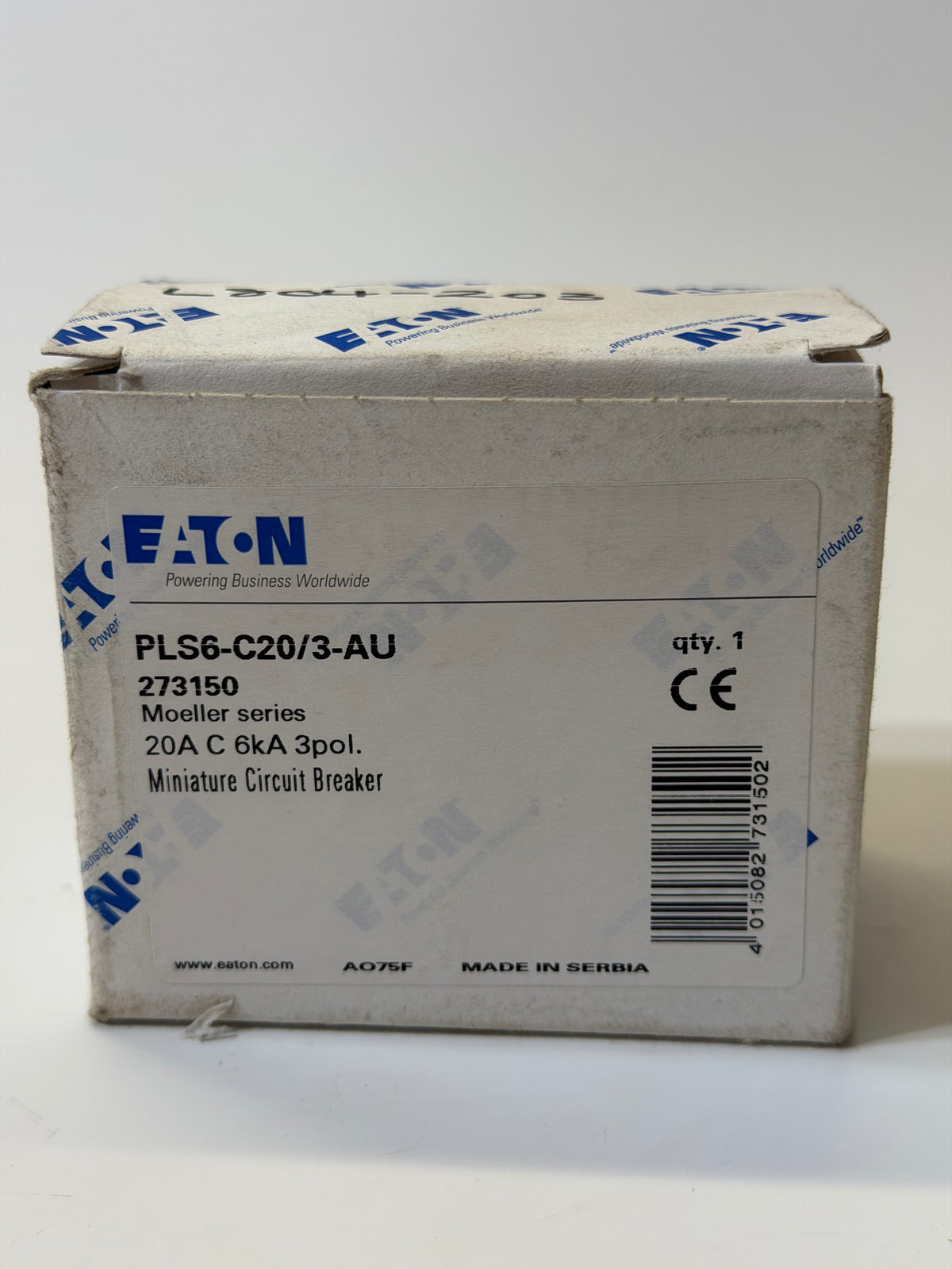 PLS6-C20/3-AU 20A Miniature Circuit Breaker, C Curve, 3 Pole - 273150