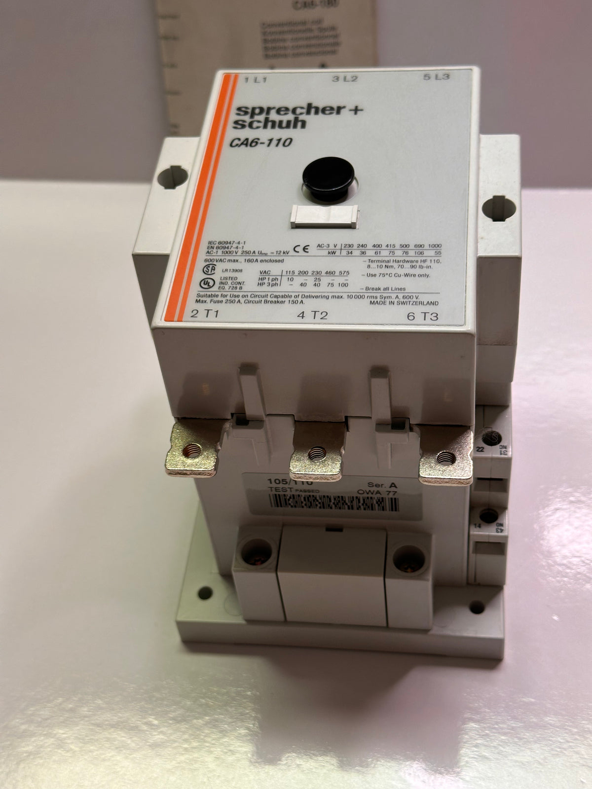 Sprecher+Schuh CA6-110-11 Contactor 240V50/277V60HZ  22.831.202-15