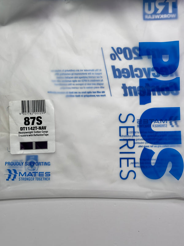 DT1142T-NAV Heavyweight Cotton Cargo Trousers with Reflective Tape