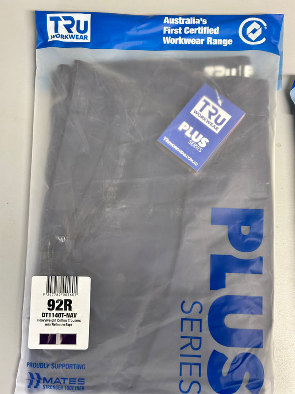 DT1142T-NAV Heavyweight Cotton Cargo Trousers with Reflective Tape