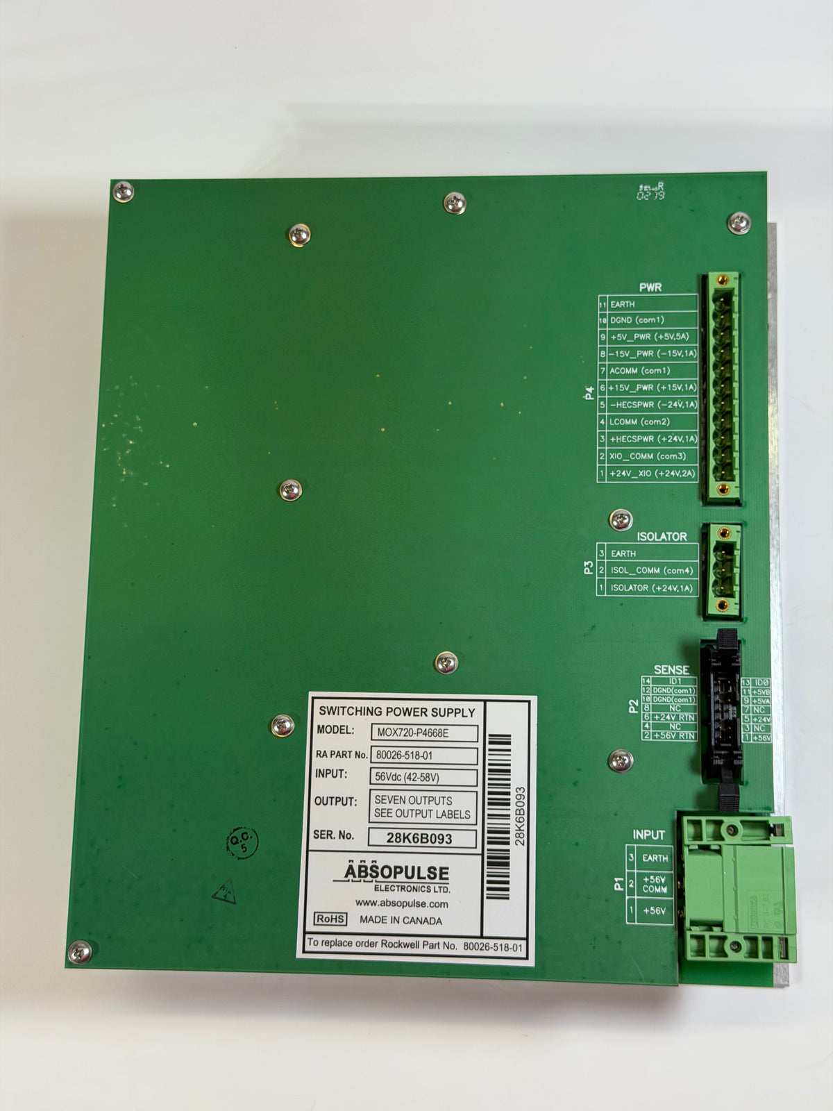MOX720-P4668E Switching Power Supply to replace 80026-518-01